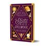"The Hearth Witch's Guide to Spite & Spellwork" von Kiri Callaghan. Buchcover mit magischen Symbolen und violettem Hintergrund., Buch