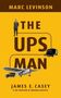 "Marc Levinson, The UPS Man, James E. Casey & The Creation of Modern Logistics." Person, Flugzeug, und UPS-Transporter auf gelbem Hintergrund., Buch