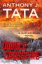Titel: "Double Crossfire"; Autor: Anthony J. Tata. Zitat: "Jake Mahegan remains a strong series lead...". Winterlandschaft und feuriger Himmel., Buch