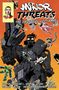 "Minor Threats: The Last Devil Left Alive" oben, viele Comicfiguren schweben um eine große, bewaffnete Figur., Buch