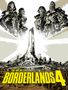 "The Art of Borderlands 4" in großen gelben Buchstaben unten. Oben schwarz-weiße Figuren mit futuristischer Stadt., Buch