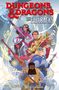 "Dungeons & Dragons: The Fallbacks" in roten und blauen Lettern. Fünf Fantasiefiguren in lebhaften Farben und magischen Posen.