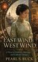 „EAST WIND: WEST WIND“ steht in eleganten Buchstaben. Eine Frau in traditioneller Kleidung schaut nach rechts., Buch