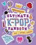 Illustration mit "Unauthorized Ultimate K-Pop Fanbook" in lebhaften Farben, umgeben von bunten Stickern und Symbolen., Buch