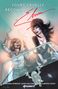 Text oben: "Yours Cruelly, Becoming Elvira, The Graphic Novel". Zwei fröhliche Frauen in einem Auto mit Leopardenmuster., Buch