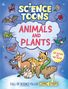"Science Toons: Animals and Plants" von Tom Jackson und Abby Bulmer. Cartoon-Tiere auf blauem Hintergrund.