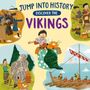 Texte: "Jump into History", "Discover the Vikings", "Cover to Come". Illustration: Glückliche Katze mit erhobenen Pfoten.