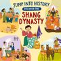 "Jump into History: Discover the Shang Dynasty" steht oben. Eine Illustration zeigt eine freundliche, braun-orange Katze.