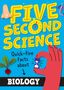 "FIVE SECOND SCIENCE" in gelben Buchstaben. Eine rote Hand hält eine Sanduhr, eine Nase und eine Rübe sind abgebildet.