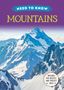 Oben steht "NEED TO KNOW MOUNTAINS". Darunter ist ein schneebedeckter Berggipfel abgebildet.
