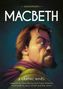 "Macbeth" in großen Buchstaben, darüber "Shakespeare's". Illustration eines Mannes, ernst, blickt über die Schulter.