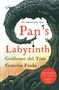 "Pan's Labyrinth" in roter Schrift, darunter Guillermo del Toro und Cornelia Funke. Illustration eines gewundenen Baumstamms.