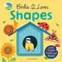 "Birdie Loves Shapes", Illustration mit Tieren wie Schnecke, Marienkäfer, einer Kohlmeise und Sonnenblume.