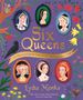 „Six Queens“ in großer, goldener Schrift auf lila Hintergrund. Sechs illustrierte Frauenporträts umgeben von Blumenverzierungen.