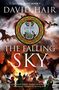 "DAVID HAIR", "THE FALLING SKY", "TALMONT BOOK 3"; Drachenkampfszene mit Kriegern und einem Drachenemblem., Buch