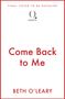 Text: "FINAL COVER TO BE REVEALED", "Come Back to Me", "BETH O'LEARY". Logo: Quercus. Hintergrund: Weiß, Rahmen: Rot.