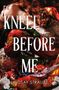 Text: "Kneel Before Me", "Lindsay Straube". Eine liegende Person in rotem Kleid, Pomegranates und Blumen umgeben sie., Buch