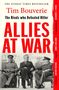 "Allies at War" steht groß in Rot. Darunter sitzen drei historisch bedeutende Männer nebeneinander in Uniformen und Anzügen.