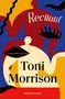 „Recitatif”, Toni Morrison. Bunte Illustration mit abstrakten Figuren und Formen in blau, rot, gelb und schwarz., Buch