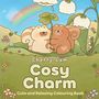 „Cherry Lam, Cosy Charm, Cute and Relaxing Colouring Book.“ Illustration: Zwei Eichhörnchen mit Kleeblatt unter Glockenblumen., Buch