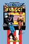 Comic-Cover mit den Texten: "HOWARD CHAYKIN'S AMERICAN FLAGG!" und "OMNIBUS". Zwei Personen posieren im Vordergrund.