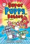 „Super Puppy Babies“ ein Graphic Novel. Comic-Stil mit bunten Welpen in Superheldenkostümen vor einem Hydranten.