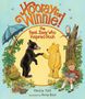„Hooray for Winnie! The Real Bear Who Inspired Pooh“ steht über Bären, die sich die Hände schütteln, umgeben von Natur., Buch