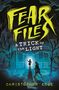 „Fear Files: A Trick of the Light“ in gelben und weißen Buchstaben. Zwei Gestalten vor einem erleuchteten Haus.