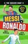 "The Soccer Goat. Messi v. Ronaldo. Who is the greatest of all time? Matt Oldfield, Seth Burkett." Illustrationen von zwei Fußballspielern.