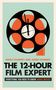 Titel: "The 12-Hour Film Expert". Ein Filmrollen-Design mit Uhrzeigern.