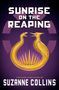 "Sunrise on the Reaping", "A Hunger Games Novel by: Suzanne Collins". Zwei goldene, sich ansehende Schlangen, vor Lila-Hintergrund.