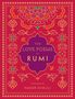 "THE LOVE POEMS OF RUMI" steht in der Mitte. Ein florales, orientalisches Design in Rot- und Goldtönen ziert den Hintergrund.