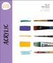 "pocket prompts", "ACRYLIC", "Tips & Techniques to Inspire Your Practice". Pinsel und Farbstreifen in verschiedenen Farben.