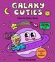 „GALAXY CUTIES“, ein Mal- und Stickerbuch. Illustration eines Planeten mit Gesicht. Ein Hund fährt im Auto.