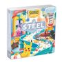 „STEEL TYPES“, „Pokémon Primers“, „More than 100 flaps to open!“ Bunte Illustration mit Pokémon in einer Fabrik., Buch