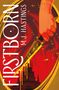 "Firstborn M.J. Hastings" steht in weißem Text auf rotem Hintergrund. Eine Hand hält ein verziertes Messer über einem Gebäude., Buch