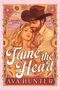 Text: Runaway Ranch, Tame the Heart, Ava Hunter.

Illustration: Ein Cowboy umarmt eine Frau vor einem dekorativen Rahmen mit Sonnenblumen., Buch