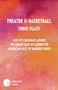 Text auf buntem Hintergrund: "Theatre & Basketball: Three Plays" von Candrice Jones, Lauren Yee, Kareem Fahmy. Logo unten links.