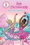 Text: "Level 2 Reader", "Barbie in the Nutcracker", "Starlight Ballet". Zwei Tänzerinnen in rosa Tutu in einer bunten Fantasielandschaft., Buch