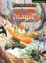 "Pathfinder Second Edition: Impossible Magic" in bunten Buchstaben, dynamische Kampf-Szene mit magischen Kreaturen., Buch