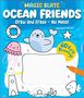 „Magic Slate: Ocean Friends“, Animationsstil mit fröhlichem Seehund, Quallen und einem Leuchtturm auf blauem Hintergrund., Buch