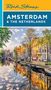 "Amsterdam & The Netherlands" über einem Kanal mit Booten und bunten Häusern, atmosphärisch bei Sonnenuntergang., Buch
