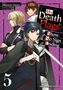 Titel: "My Death Flags Show No Sign of Ending". Drei Anime-Charaktere in unterschiedlicher Kleidung, Nummer 5., Buch