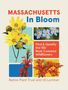 "Massachusetts In Bloom" in roter und blauer Schrift; bunte Bilder von Wildblumen darunter; Autoren: Native Plant Trust und Uli Lorimer., Buch
