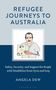 "REFUGEE JOURNEYS TO AUSTRALIA", Illustration eines Mannes mit Prothese hält ein Dokument; Autor: Angela Dew.