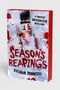 „A Twisted Nutcracker Retelling“, „Season's Reapings“, „Sylvain Johnson“. Ein Nussknacker hält ein blutiges Messer.