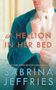 "A HELION IN HER BED", "NEW YORK TIMES BESTSELLING AUTHOR", "SABRINA JEFFRIES". Mann in historischem Anzug, rechteckiger Rahmen.