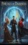 "Portals of Darkness", "Book 2 of the Creator Series", "Jason Wright". Drei Figuren, Torbogen mit blauem Leuchten., Buch