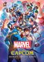 "MARVEL VS. CAPCOM ULTIMATE COMPLETE WORKS" Text; bunte Illustration von Comic-Charakteren in Kampfposen., Buch