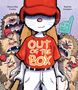 „OUT OF THE BOX“ steht auf dem roten Shirt eines Hasen in Baseballkleidung, umgeben von brüllenden Figuren., Buch